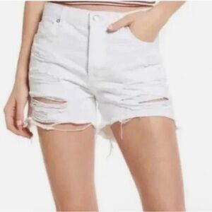 We the Free Optic White Maggie Distressed Shorts.